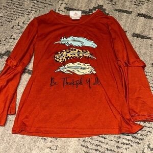 Ruffle Girl Fall Thankful Shirt size XL fits a 6 IMO